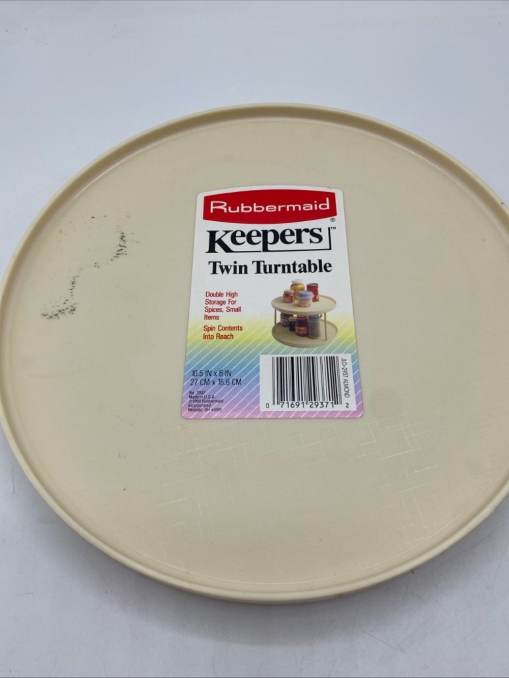 Rubbermaid Vintage Twin Turntable Lazy Susan Storage Almond 1990 Double High